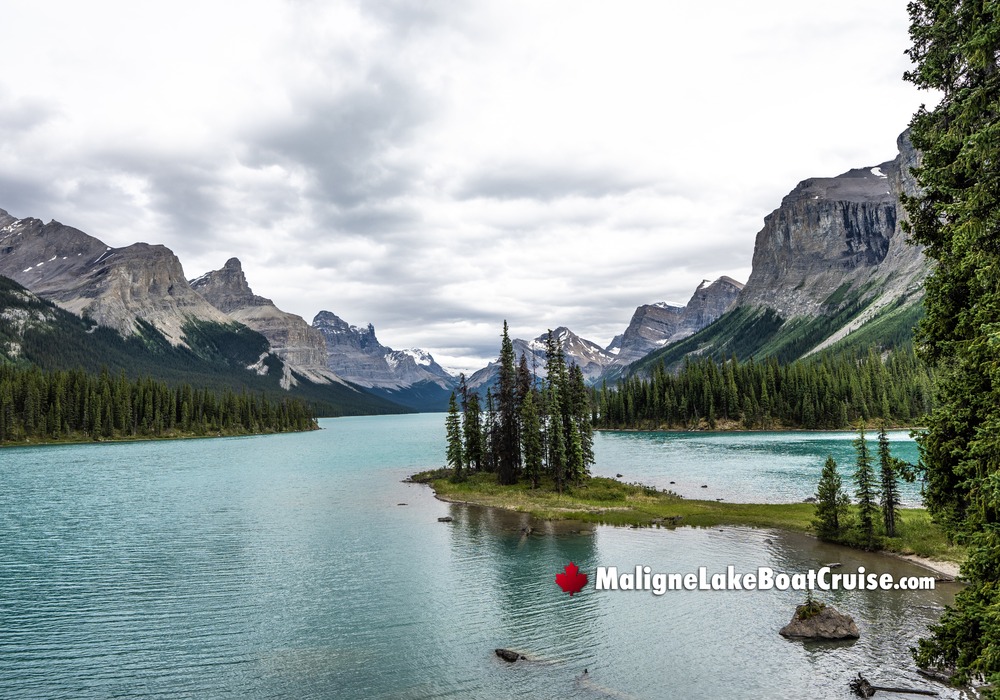 Maligne Lake Boat Cruise Island Platform View